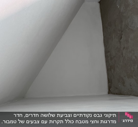 קיר משופץ עם צבע טרי על הקירות